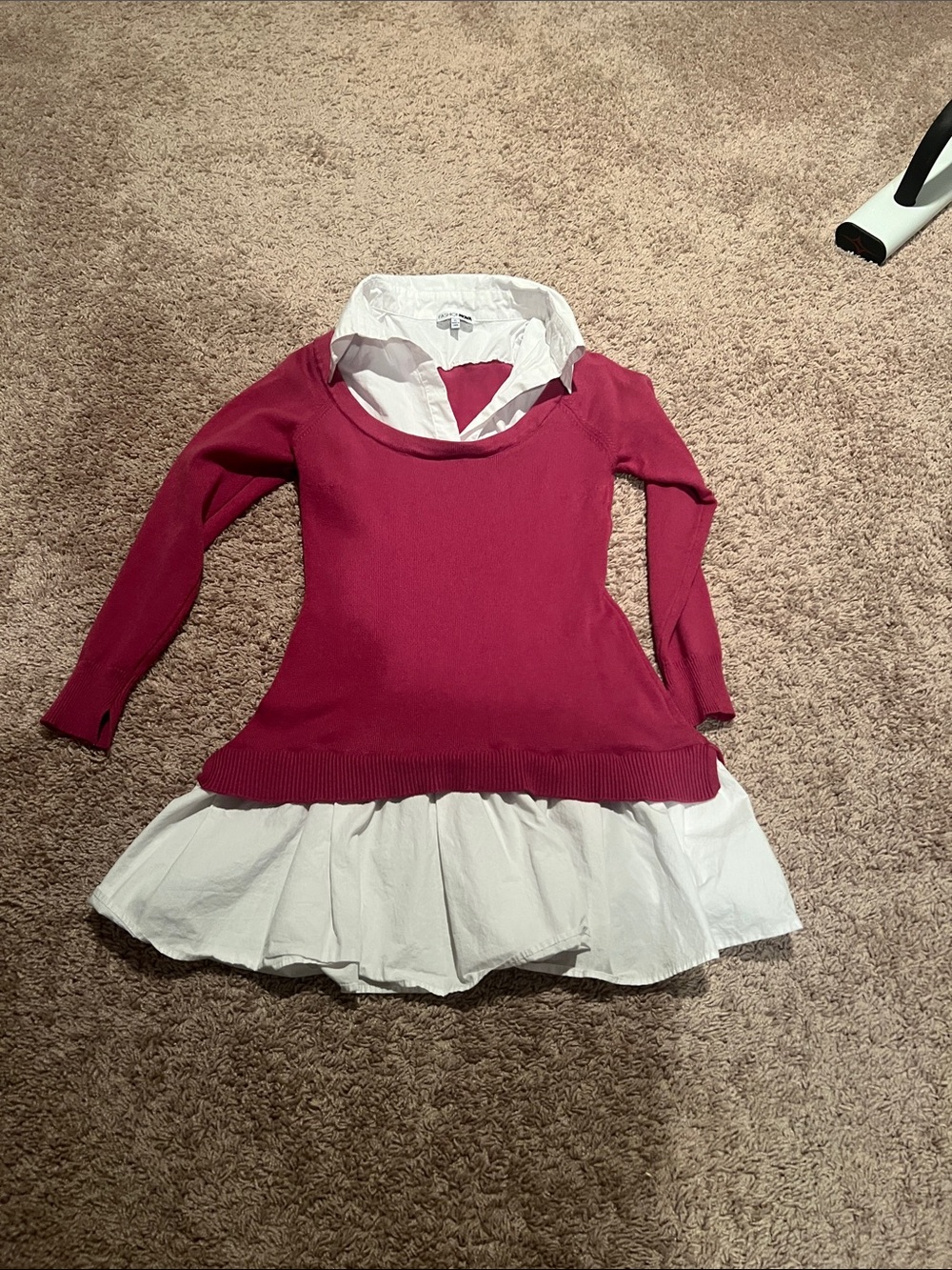 Fashion Nova Magenta Knit Dress with White Shirt Detail